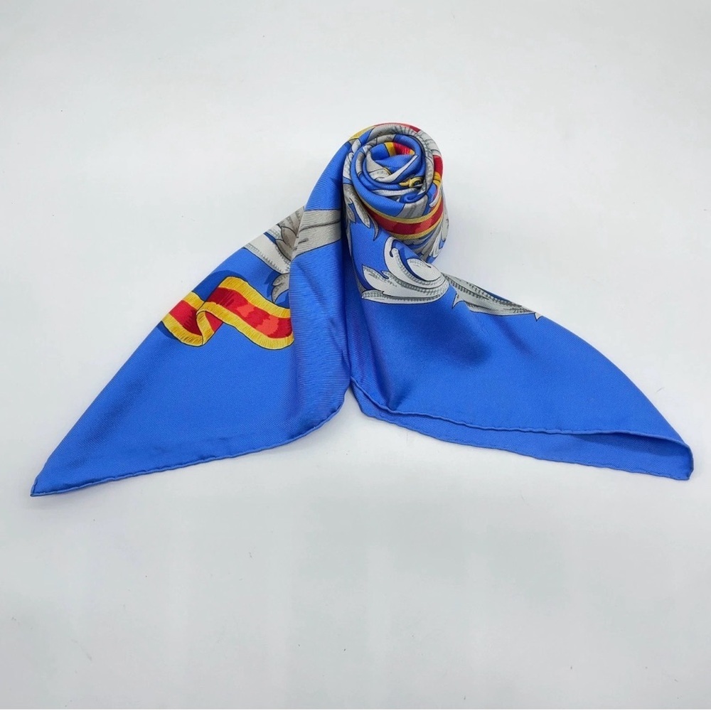 HERMES Vintage Rare Collectible Carre 90 Equestrian 100% Silk Scarf Blue - Picture 5 of 12
